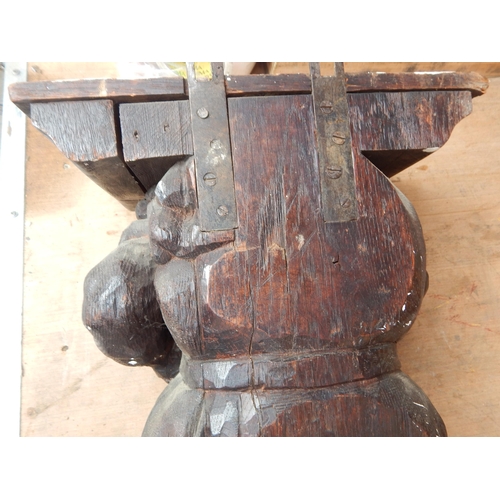 508 - 19th Century Carved Oak Bracket: Height 40cm