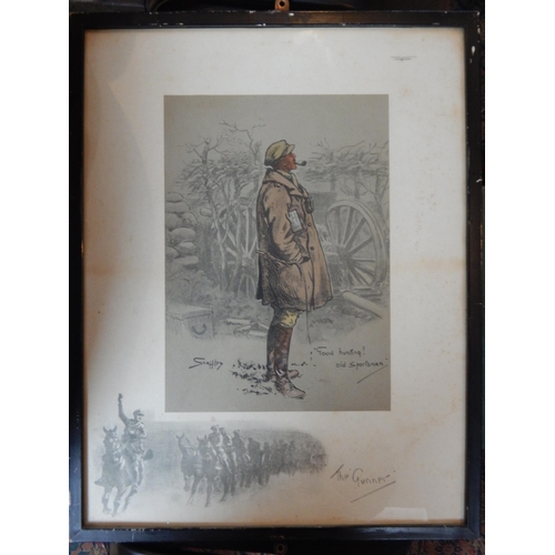 402 - Charles Johnson Payne 'Snaffles' (1884-1967) - 'The Gunner' photolithograph with hand colouring, fra... 