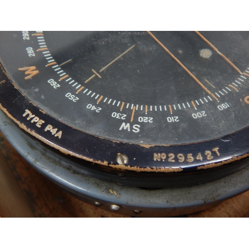 406 - Air Ministry Type P4A Compass, serial no 29542T  with A.M badge ref no 6A/745 in fitted wooden case