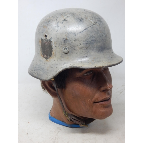 237 - WWII German M40 Helmet with liner & chin strap, numbered ET62 & 4571, named inside 