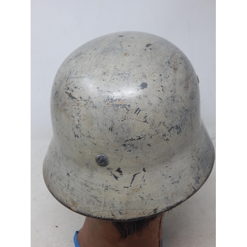 237 - WWII German M40 Helmet with liner & chin strap, numbered ET62 & 4571, named inside 