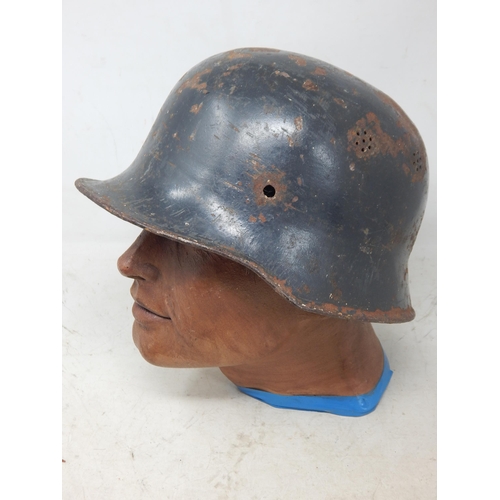 WWII German Helmet Shell Feuerwehr M1934. Note: Customers must satisfy themselves prior to bidding in regard to condition and authenticity as no refunds will be given after the sale.