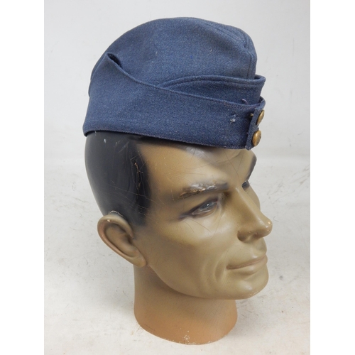 252 - A WWII  Royal Air Force (RAF) Side Cap, King's Crown buttons to the front, with J. Collett Ltd, Lond... 