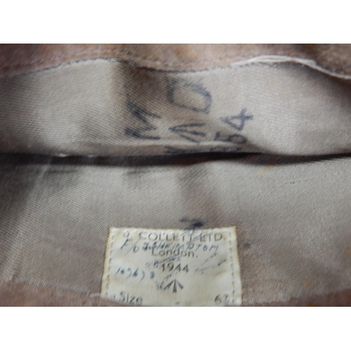 252 - A WWII  Royal Air Force (RAF) Side Cap, King's Crown buttons to the front, with J. Collett Ltd, Lond... 