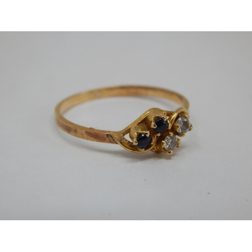 274 - 18ct Gold Diamond & Sapphire Set Ring: Size O: Gross weight 1.57g