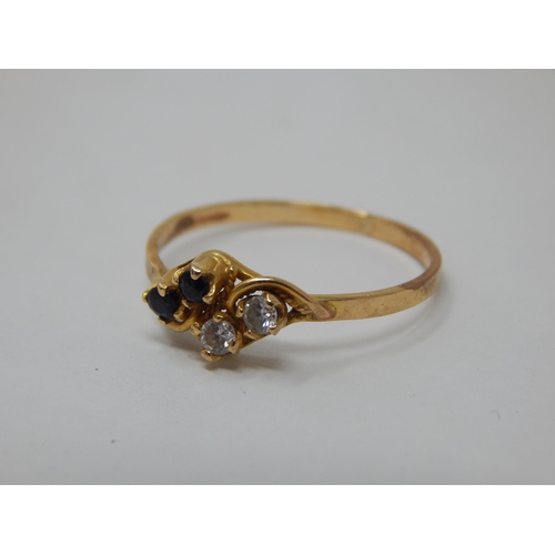 274 - 18ct Gold Diamond & Sapphire Set Ring: Size O: Gross weight 1.57g