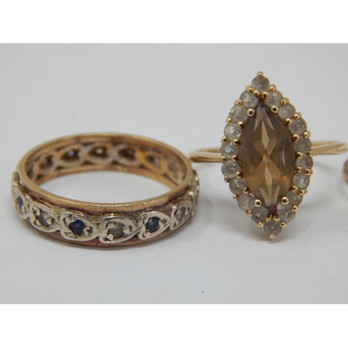 275 - 4 x 9ct Gold Rings: Sizes M-Q: Gross weight 9.40g