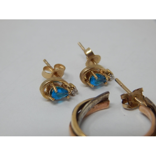 263 - Three Pairs of 9ct Gold Earrings: Gross weight 8.90g