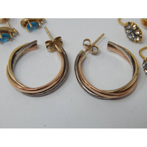 263 - Three Pairs of 9ct Gold Earrings: Gross weight 8.90g