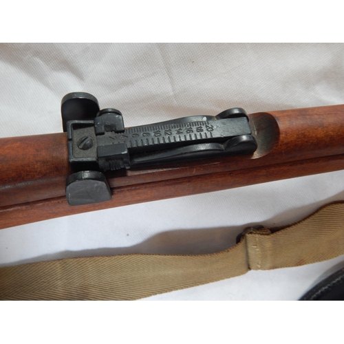 408 - WWII Lee Enfield Replica (Training Rilfe) with Genuine WWII Strap, Working Firing Action, Length 113... 