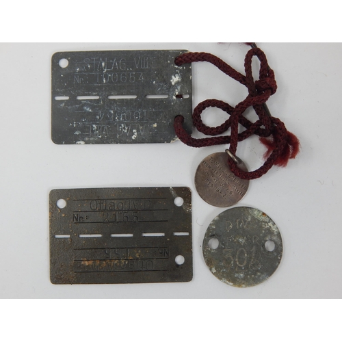 390 - WWII German Issued Prisoner of War Identity Tag: STALAG VIII C, No 100654 together with Silver Disc ... 