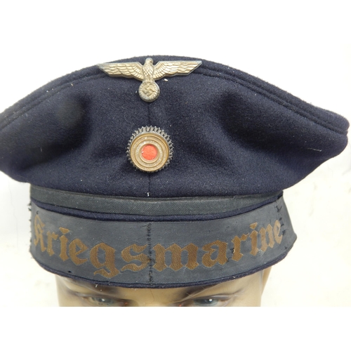 256 - WWII Kriegsmarine Cap. Note: Customers must satisfy themselves prior to bidding in regard to conditi... 