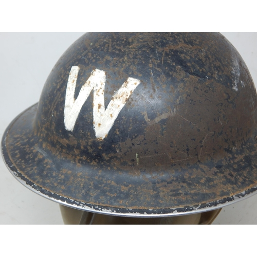 271 - WWII British Wardens Steel Helmet with White 