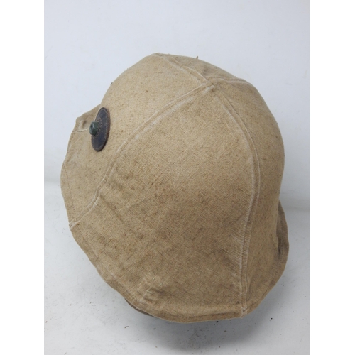 283 - WWII German Camouflage Helmet with Hessian Cover. Please Note: Customers must satisfy themselves pri... 