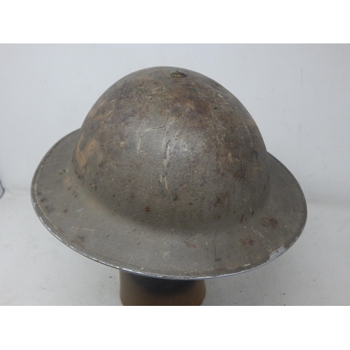 288 - WWII 1938 Dated British Brodie Helmet with Liner & Chin Strap. Please Note: Customers must satisfy t... 