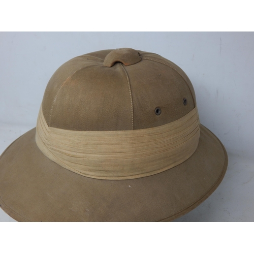 299 - WWII British Pith Helmet with Chin Strap & Moss Bros Label. Please Note: Customers must satisfy them... 