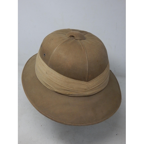 299 - WWII British Pith Helmet with Chin Strap & Moss Bros Label. Please Note: Customers must satisfy them... 