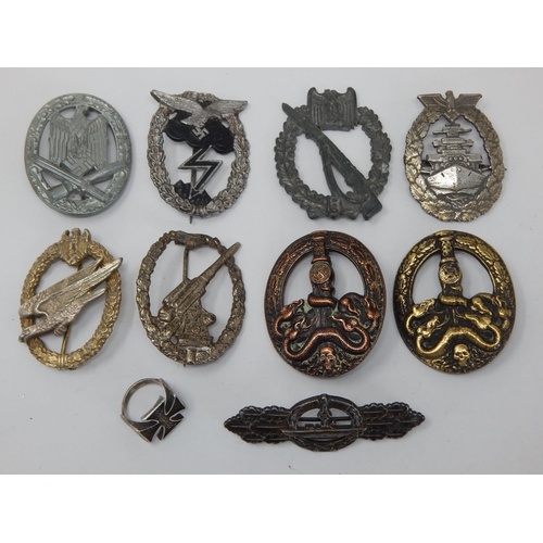 WWII German SS Ring together with a Group of WWII German Badges (9)