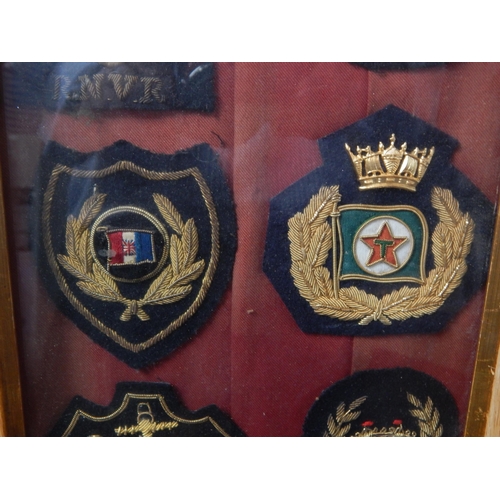 438 - A Quantity of Framed Naval Cloth Badges Including The Royal Yacht