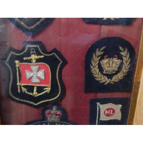 438 - A Quantity of Framed Naval Cloth Badges Including The Royal Yacht