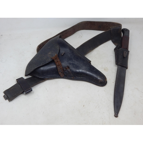 538 - WWII German Luger Pistol Holster with Bayonet & Scabbard 0n Belt.