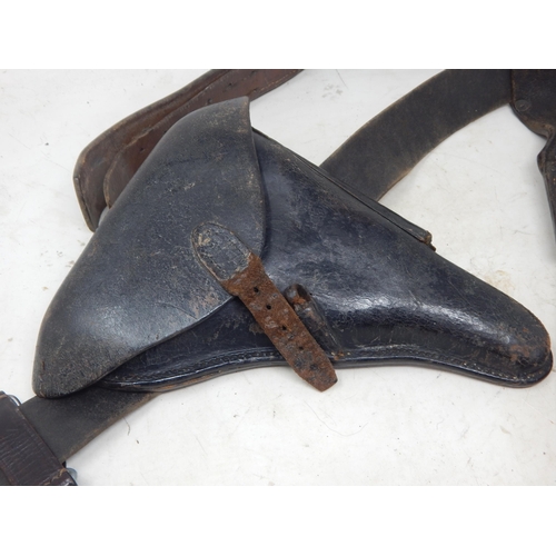 538 - WWII German Luger Pistol Holster with Bayonet & Scabbard 0n Belt.