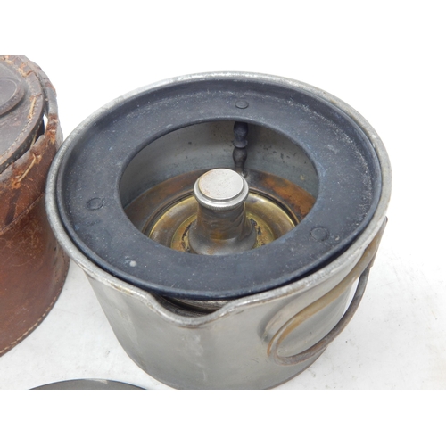 540 - WWI 1917 Dated Paraffin Trench Stove in Leather Case.