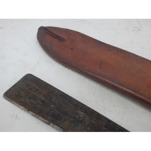 541 - WWI Machete with Marks for 1915 in Leather Scabbard. Length 48.5cm