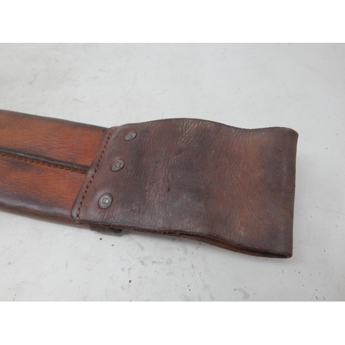 541 - WWI Machete with Marks for 1915 in Leather Scabbard. Length 48.5cm