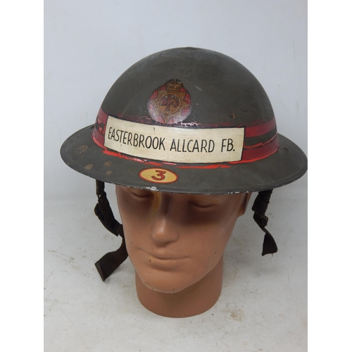 548 - WWII Easterbrook Allcard Fire Brigade Steel Helmet. Please Note: Customers must satisfy themselves p... 