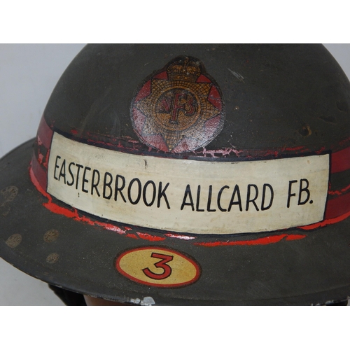 548 - WWII Easterbrook Allcard Fire Brigade Steel Helmet. Please Note: Customers must satisfy themselves p... 