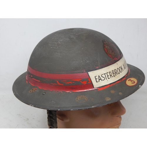 548 - WWII Easterbrook Allcard Fire Brigade Steel Helmet. Please Note: Customers must satisfy themselves p... 