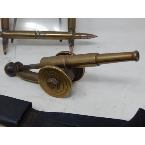 598 - A Quantity of Items Including A Trench Art Cannon & Bullet Photograph Frame, Dummy Grenade & Modern ... 