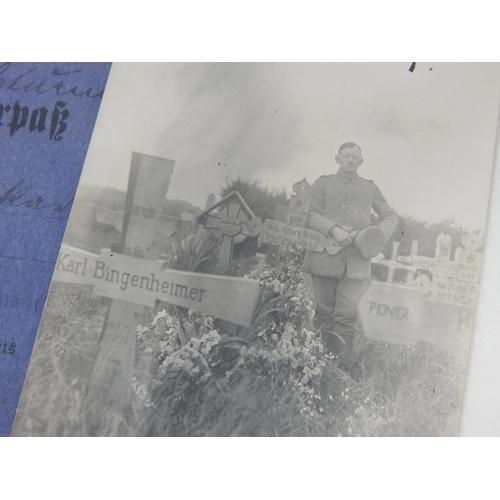 393 - WWI German Soldiers Pass Books & Photographs.