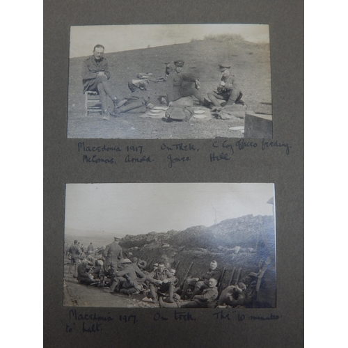 605 - WWI British Photograph Album of Troops in Macedonia 1917 with some hand written descriptions.