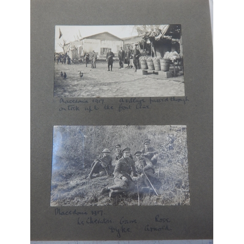 605 - WWI British Photograph Album of Troops in Macedonia 1917 with some hand written descriptions.