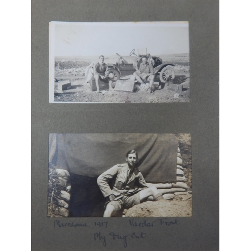 605 - WWI British Photograph Album of Troops in Macedonia 1917 with some hand written descriptions.