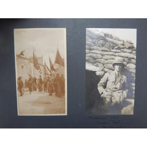 605 - WWI British Photograph Album of Troops in Macedonia 1917 with some hand written descriptions.