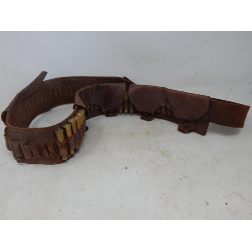 WWII British Leather Ammunition Belt with Pouches.