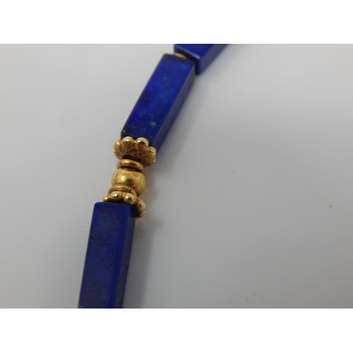 200 - 14ct Gold & Lapis Lazuli Link Necklace: Length 48cm