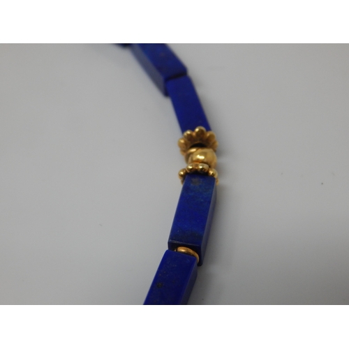 200 - 14ct Gold & Lapis Lazuli Link Necklace: Length 48cm