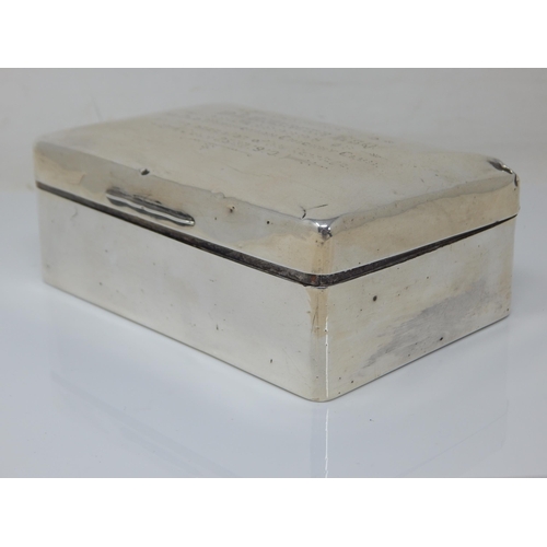 105 - Antique Silver Cigarette Box with Cedar Wood Lining & Weighted Base: Hallmarked London 1910: Measuri... 