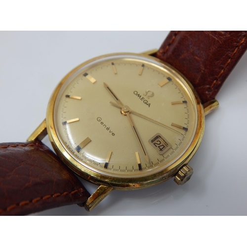 151 - Gentleman's OMEGA Geneve Manual Wind Gold Plated Wristwatch with Date Aperture & Sweep Seconds Hand ... 