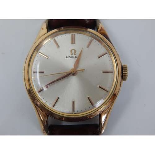 154 - Gentleman's OMEGA Manual Wind Gold Plated Wristwatch with Silver Dial & Sweep Seconds Hand on Origin... 