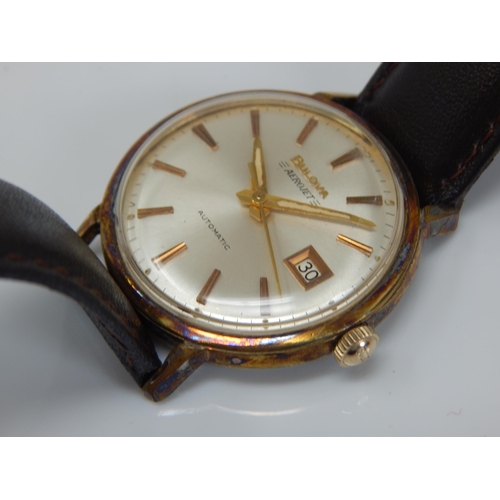 157 - Gentleman's BULOVA Aerojet Automatic Wristwatch with Date Aperture & Sweep Seconds Hand on Brown Lea... 