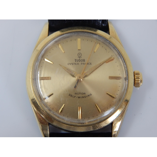 159 - Gentleman's Tudor Oyster Prince Rotor Self Winding Gold Plated Wristwatch with Sweep Seconds Hand & ... 