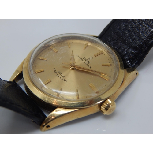 159 - Gentleman's Tudor Oyster Prince Rotor Self Winding Gold Plated Wristwatch with Sweep Seconds Hand & ... 