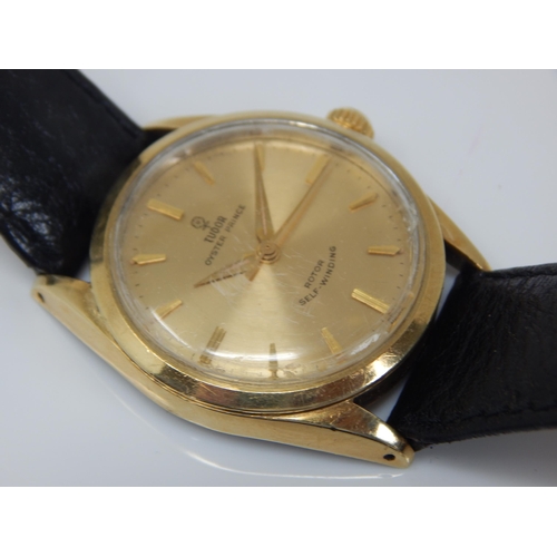 159 - Gentleman's Tudor Oyster Prince Rotor Self Winding Gold Plated Wristwatch with Sweep Seconds Hand & ... 