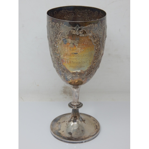 111 - Victorian Silver Trophy Cup: Hallmarked London 1894 by Mappin & Webb: Height 20.5cm: Weight 214g