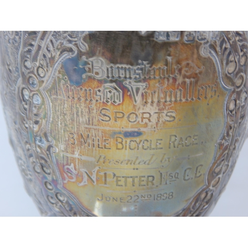 111 - Victorian Silver Trophy Cup: Hallmarked London 1894 by Mappin & Webb: Height 20.5cm: Weight 214g